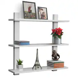 Sorbus - Bathroom Shelves - 3-Tier Wall Mounted Floating Shelves for Books, Trophies, Wall Décor - White