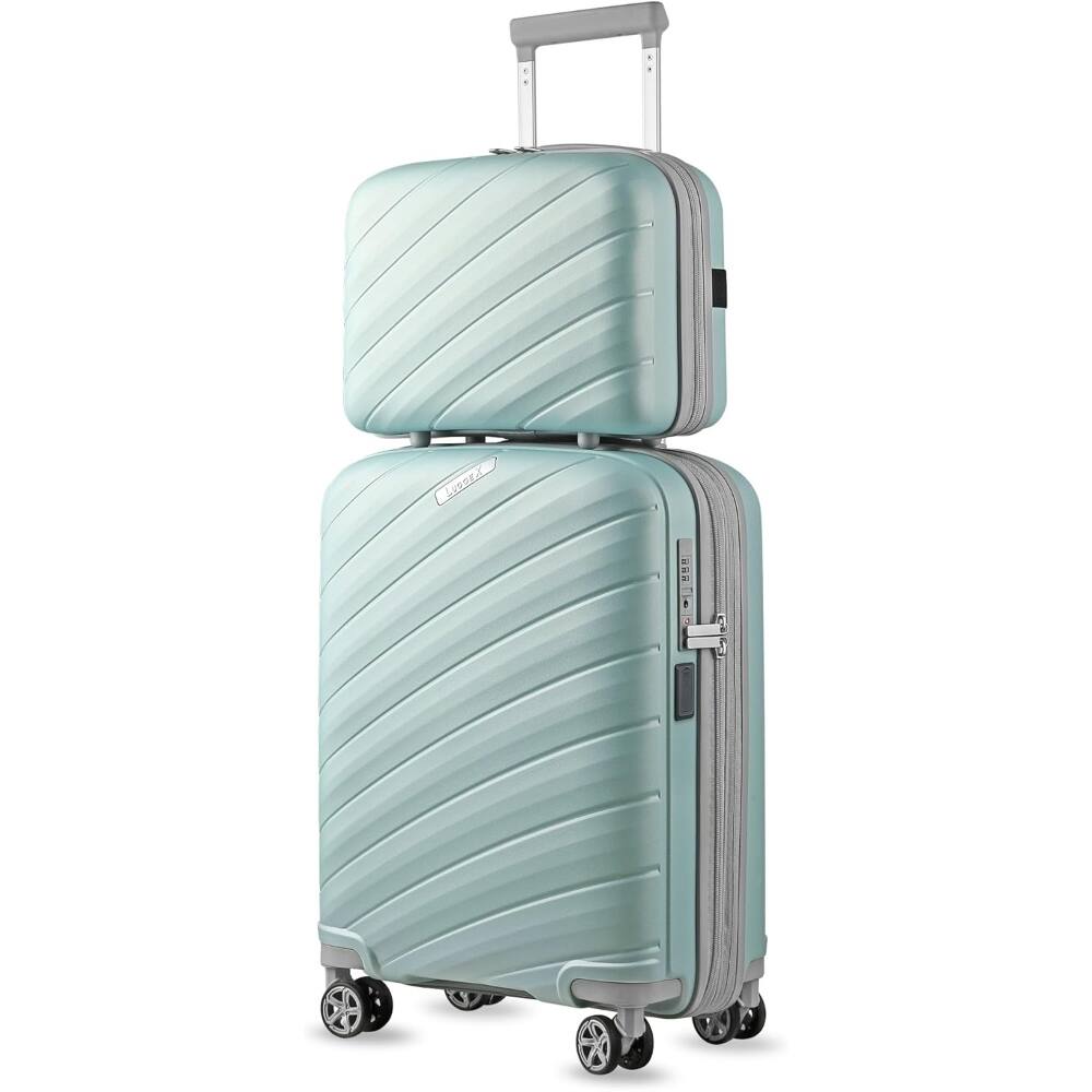 Front. LUGGEX - LUGGEX 20"/14" Carry on Luggage Lightweight Suitcase 2 Piece with Spinner Wheels - LX-ZX - Mint.