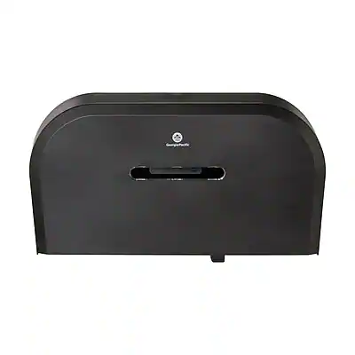 Front. Georgia-Pacific - Georgia-Pacific Jumbo Jr. Dual-Roll Toilet Paper Dispenser, Black (59210) - Black.