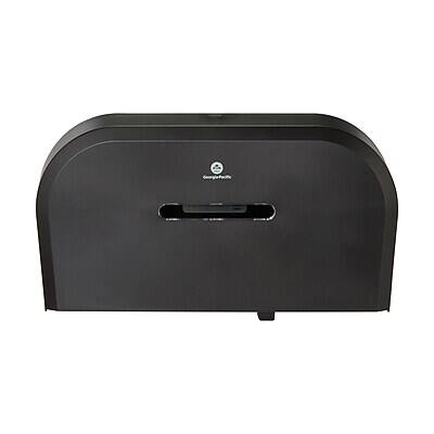 Front. Georgia-Pacific - Georgia-Pacific Jumbo Jr. Dual-Roll Toilet Paper Dispenser, Black (59210) - Black.