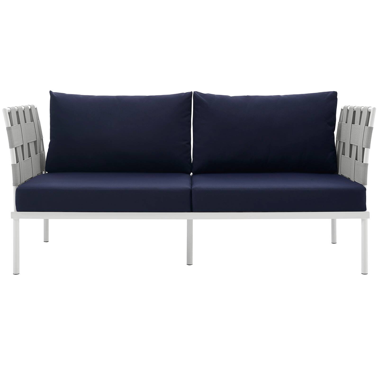Alt View 1. Modway - Harmony Outdoor Patio Aluminum Loveseat by Modway - White Navy.