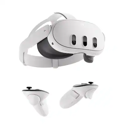 Front. Meta - Meta Quest 3 512GB | Virtual Reality Headset Without Wires — Thirty Percent Sharper Resolution — 2X Graphical Processing - White.