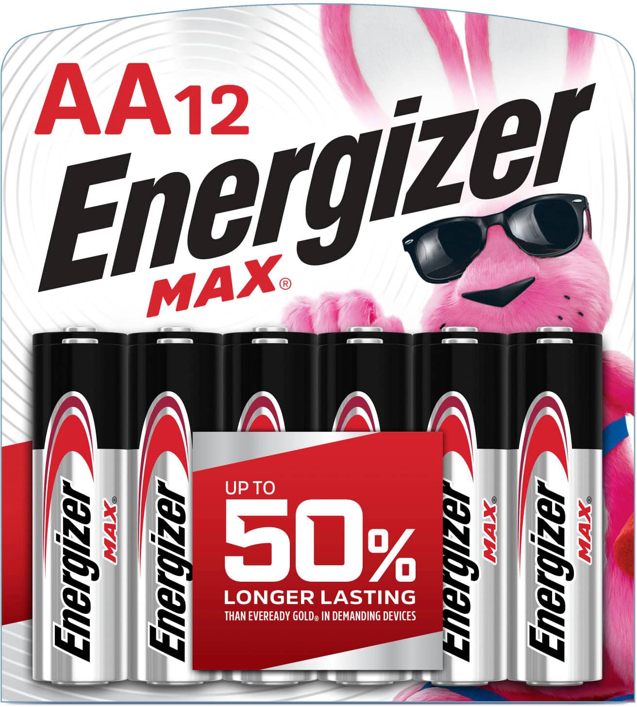 Front. Energizer - MAX AA Batteries (12 Pack), Double A Alkaline Batteries - Silver.