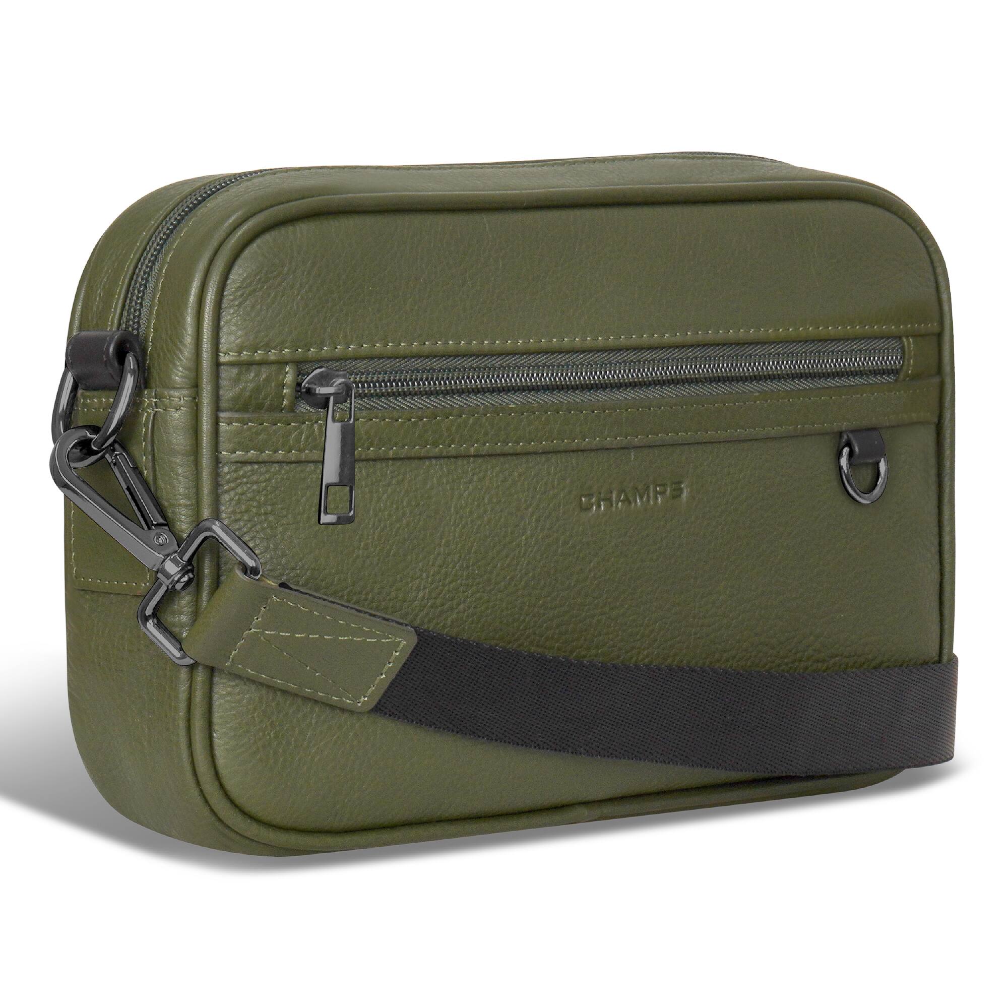 Left. Champs - Onyx Collection Leather Camera Bag - Khaki.