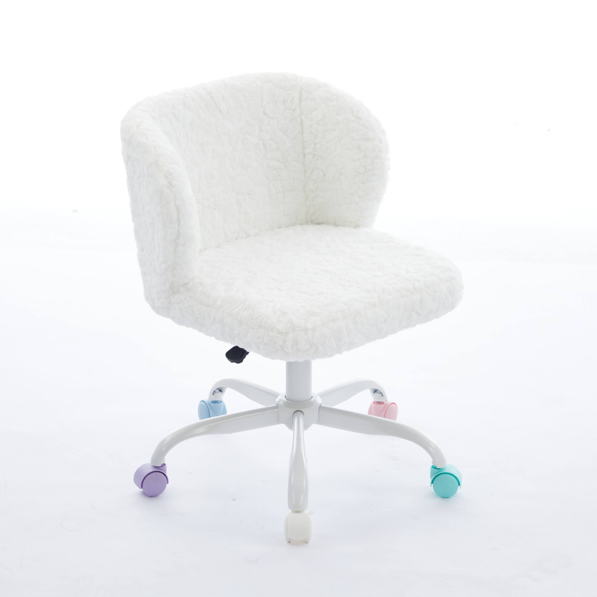 Alt View 1. GOODSILO - Faux Fur Swivel Office Chair with Ergonomic Design and Adjustable Height for Home Office or Vanity Use - Ivory.