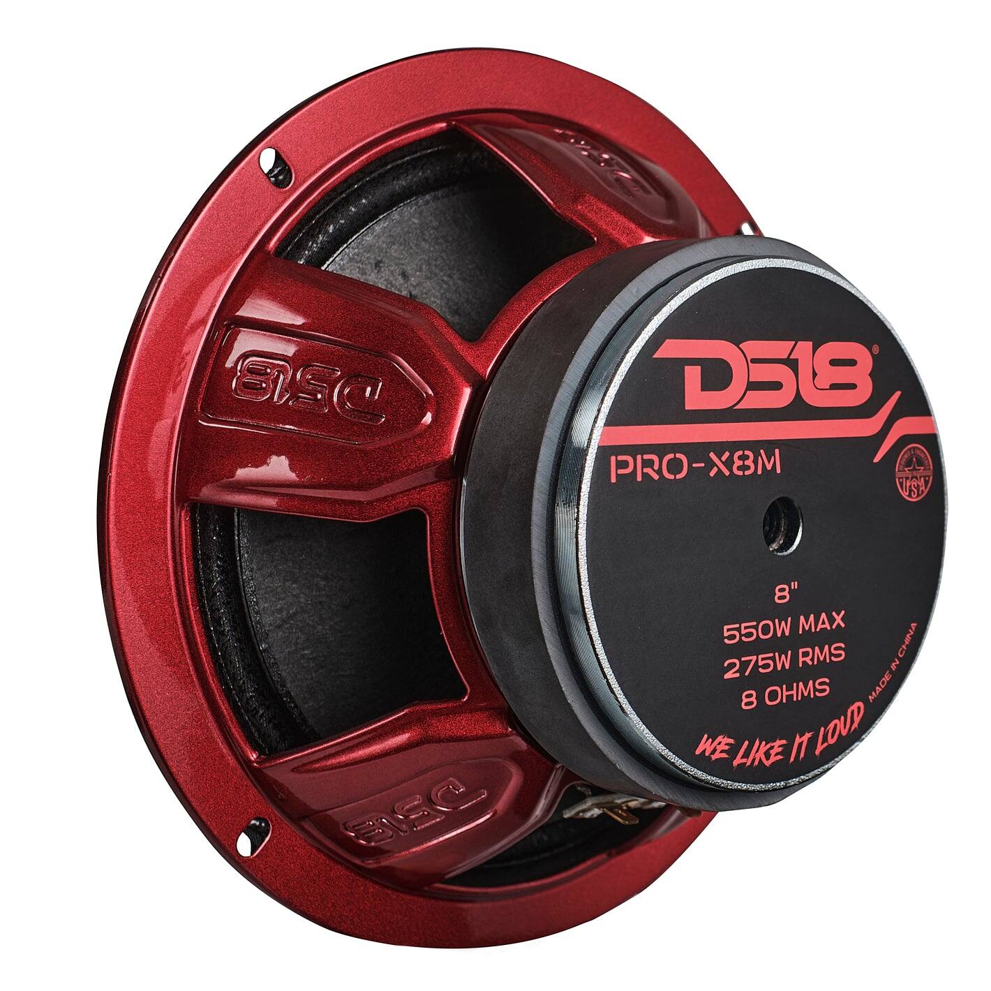 D218  
D518 PRO-X8M VSV  
DEIB  
8" 550W MAX 275W RMS 8 OHMS MADE IN CHINA  
WE LIKE IT LOUD