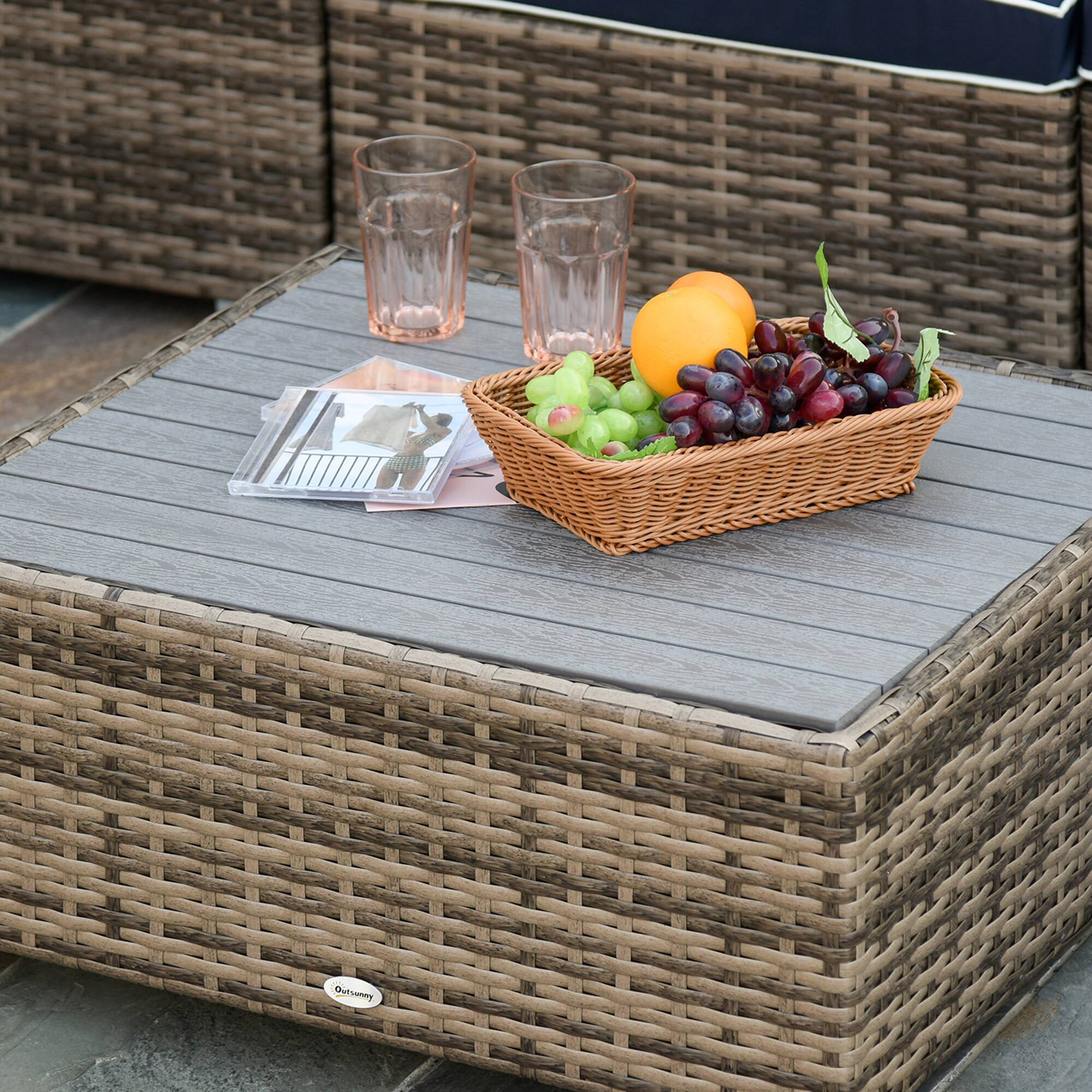 Alt View 7. Outsunny - 7-Piece Patio Furniture Set, Outdoor Wicker Conversation Set, All Weather PE Rattan Sectional Sofa Set - Brown.