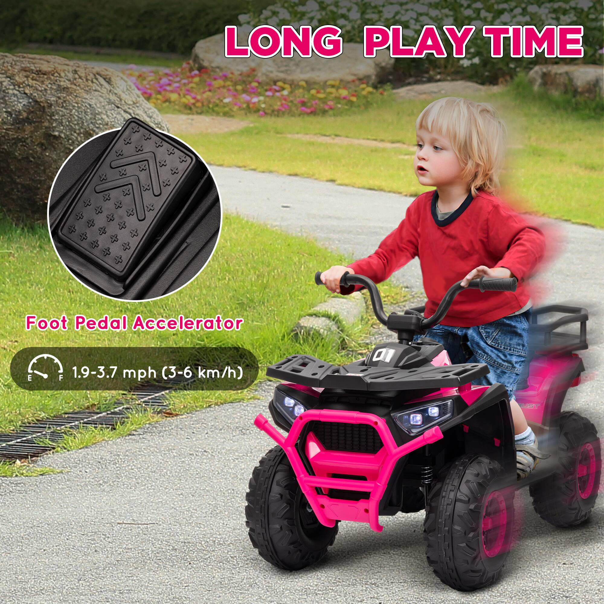 LONG PLAY TIME

Foot Pedal Accelerator

1.9-3.7 mph (3-6 km/h)