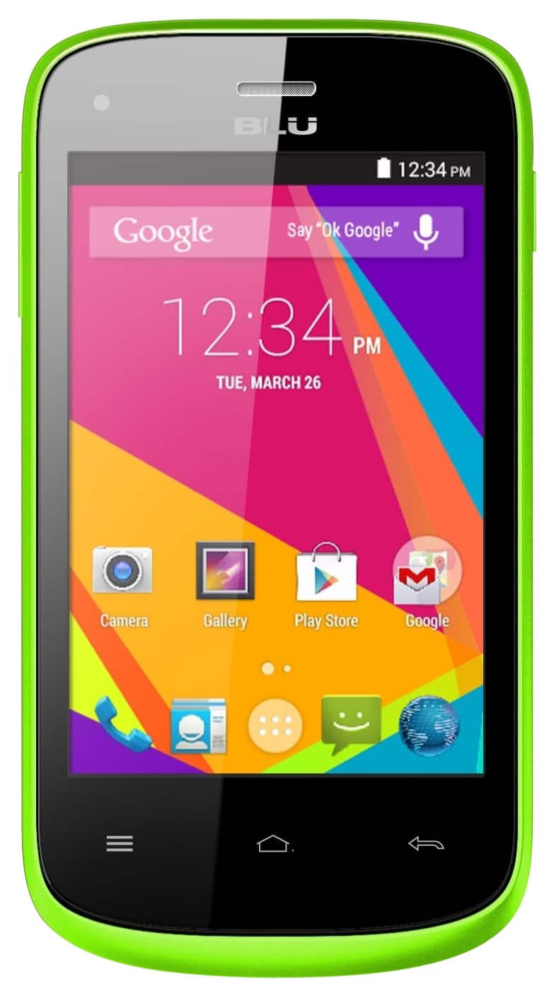 Front. BLU - Dash Jr. K with 512MB Memory Cell Phone (Unlocked) - Yellow.