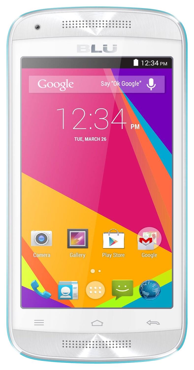 Front. BLU - Dash Music Jr Cell Phone (Unlocked) - White/Blue.