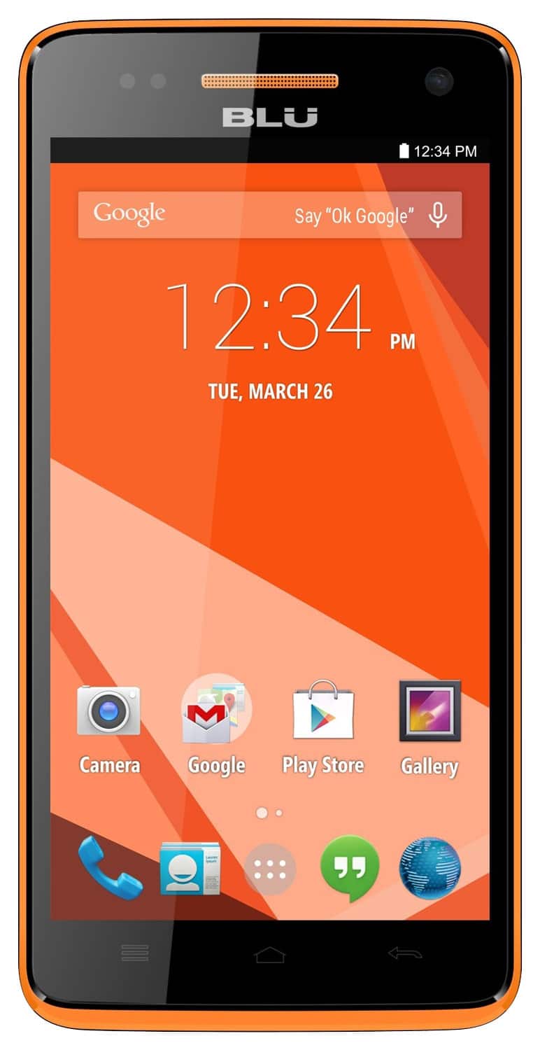Front. BLU - Studio 5.0 C HD 4G with 8GB Memory Cell Phone (Unlocked) - Orange.