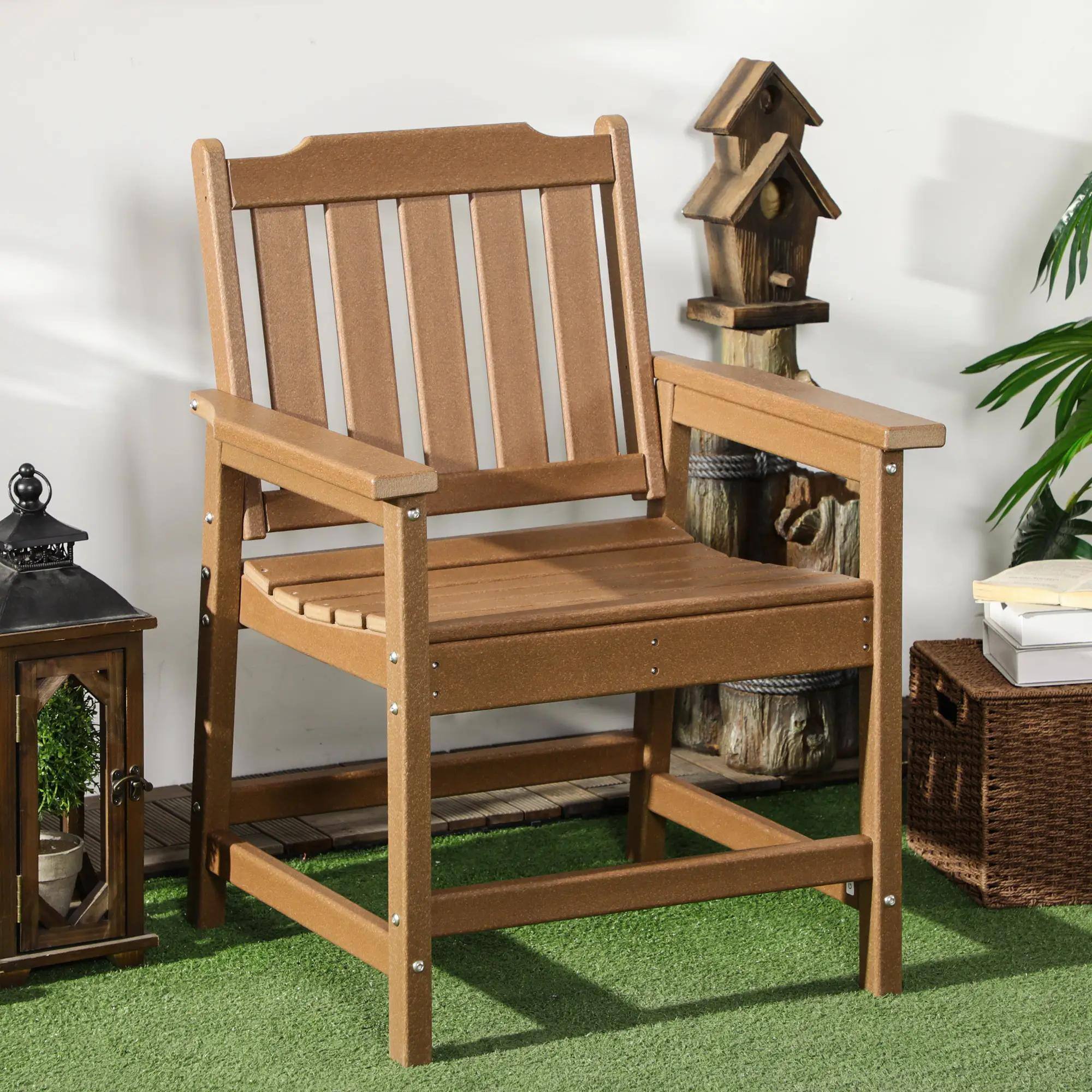 Left. Resenkos - Resenkos HDPE Patio Seat, Durable Wood-Like Outdoor Chair, Perfect for Garden, Deck, Heavy Duty & Weatherproof,Brown - Brown.