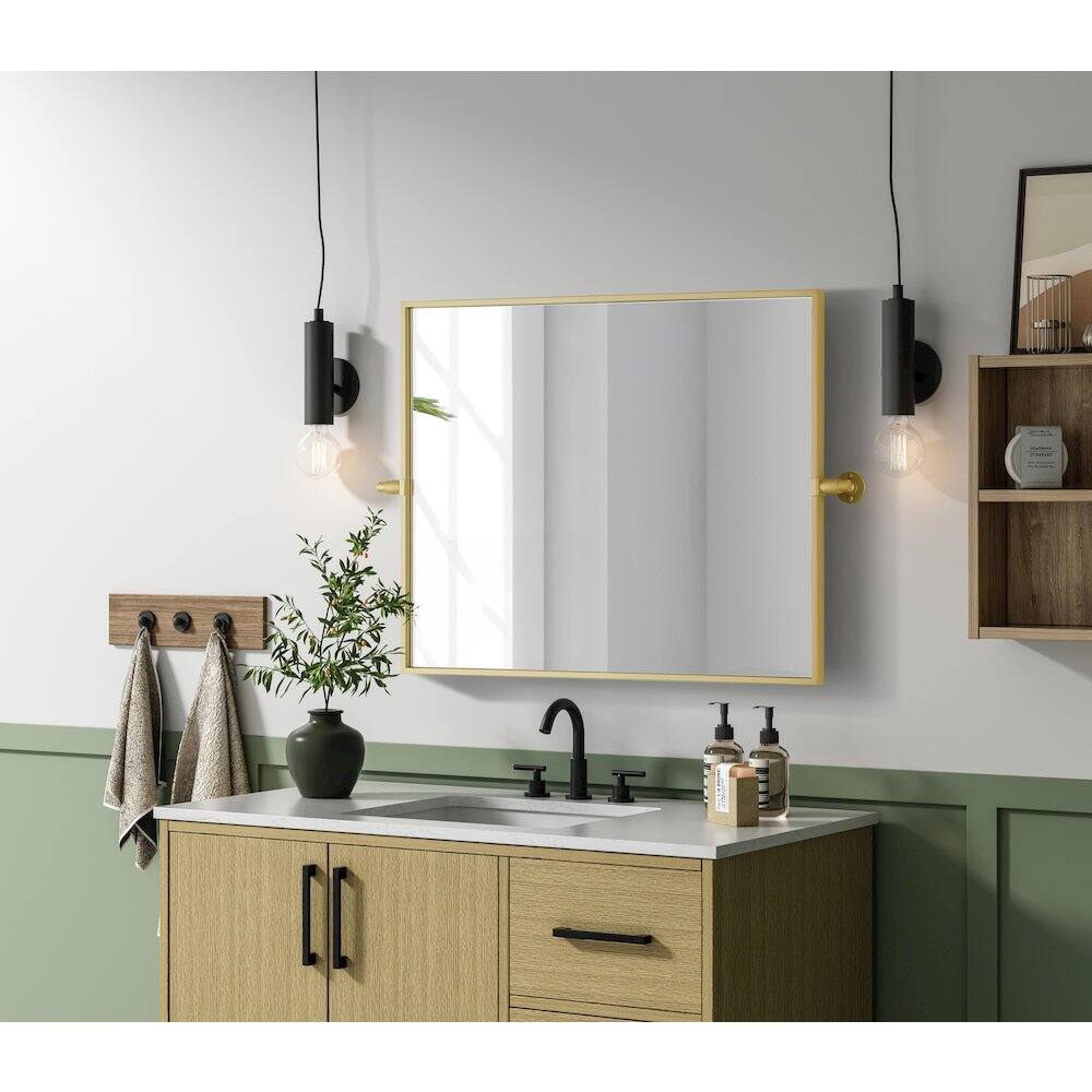 Alt View 9. Elegant Kitchen and Bath - Amoura 24X30 Pivot Mirror In Brass - Brass.