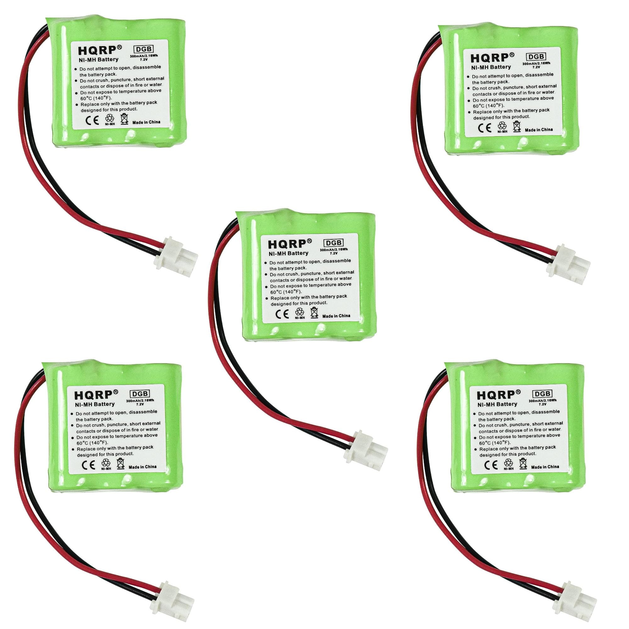 HQRP - 5-Pack 7.2 V 300 mAh Ni-MH Transmitter Battery for Dogtra 1600 Series, 1200 Series, D500