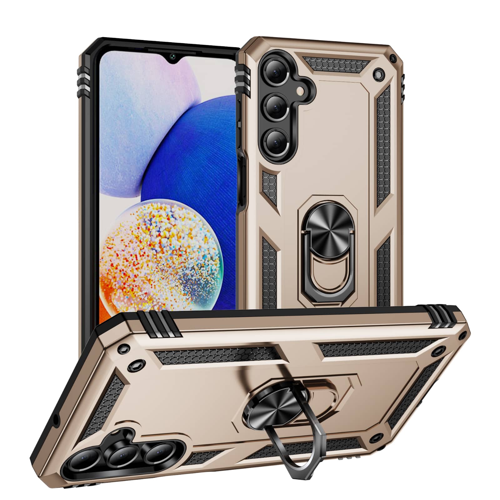 Dteck - Heavy Duty Ring Stand Cover for Samsung Galaxy A16 5G, Shockproof Armor Dual Layer PC TPU Phone Case - Gold price history on PriceWatchPro