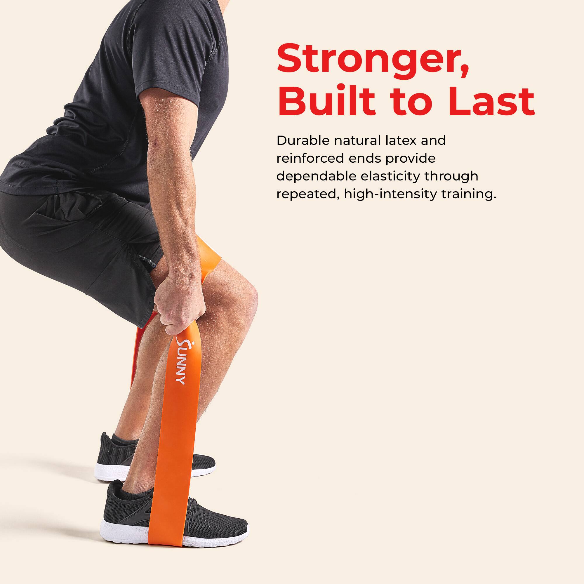 Stronger, Built to Last  
Durable natural latex and reinforced ends provide dependable elasticity through repeated, high-intensity training.  
SUNNY