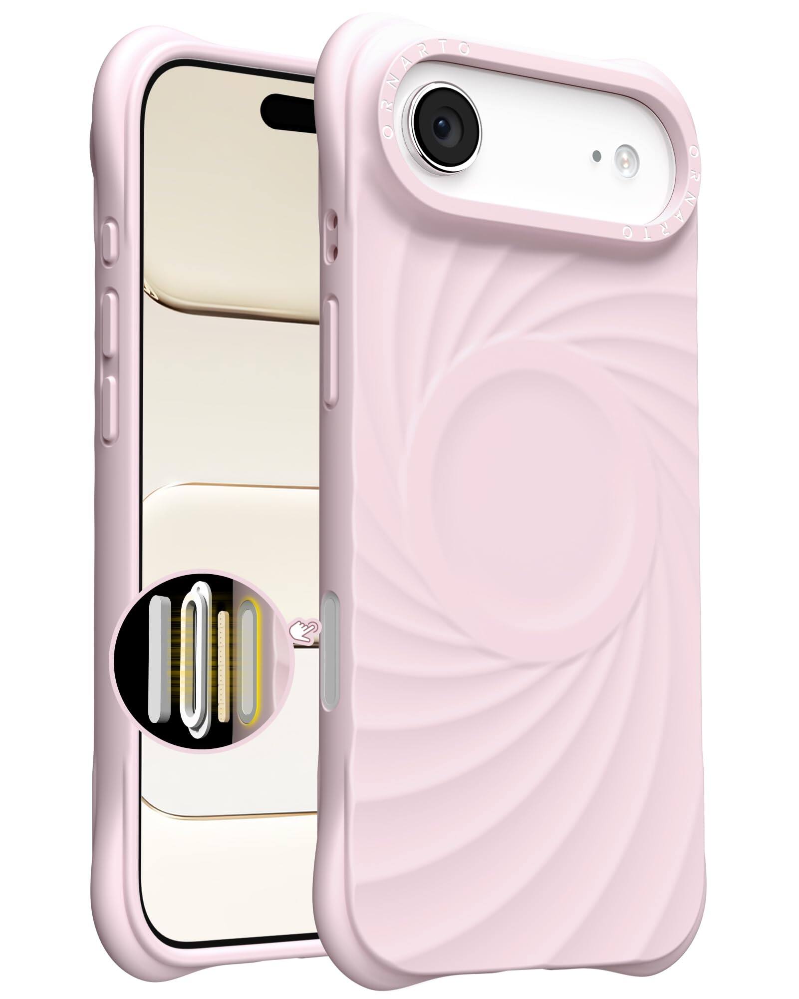 Alt View 1. Ornarto - ORNARTO Vortuxe Series Bundle for iPhone 17 Air Case 6.5" and for MagSafe Phone Ring Holder in Pink - Pink.