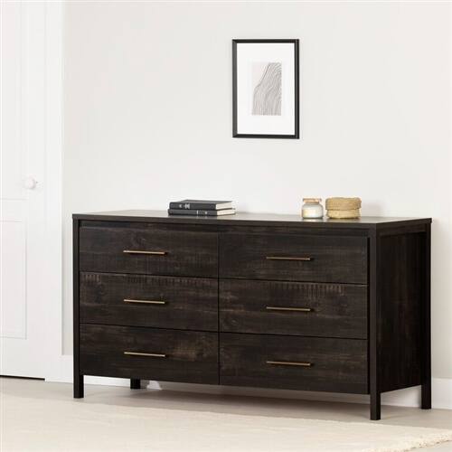 Angle. SlickBlue - Sleek Modern Double Dresser with 6 Deep Drawers - Java.