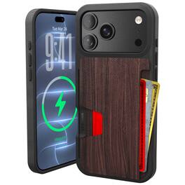 Smartish - iPhone 18 Pro Max/17 Pro Max Wallet Case - Wallet Slayer Vol 2 - Card Holder w/ Card Kickstand - Woodgrain - Walnut Woods