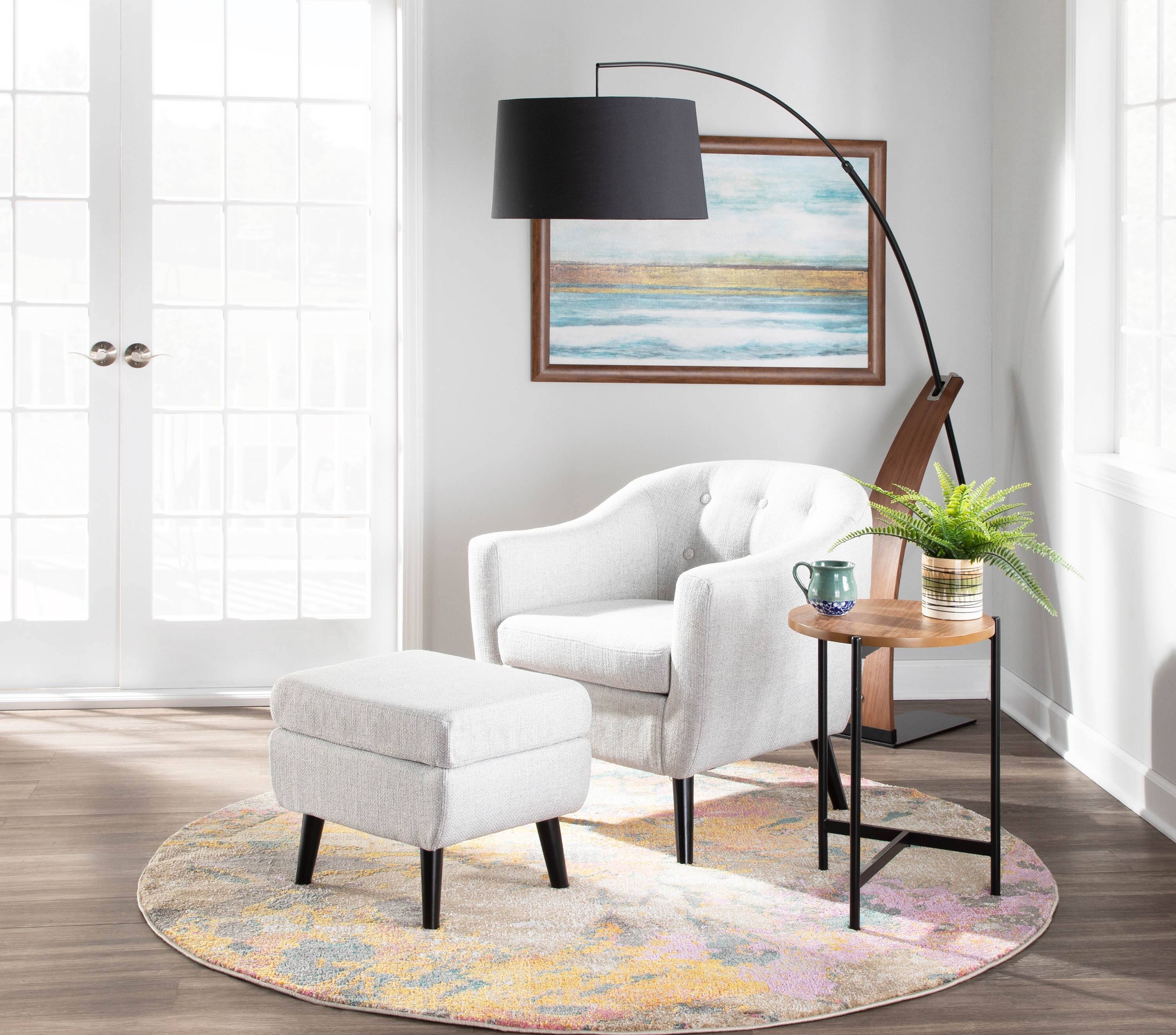 Alt View 10. Loheer - Loheer Mid-Century Modern Floor Lamp Walnut Wood Arched Standing Light with Black Linen Shade 74 Inch Tall - Walnut.
