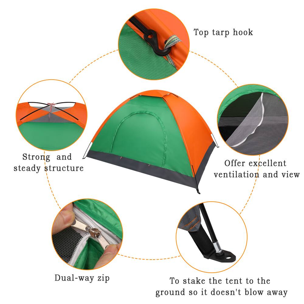 - Top tarp hook
- Strong and steady structure
- Offer excellent ventilation and view
- Dual-way zip
- To stake the tent to the ground so it doesn't blow away
