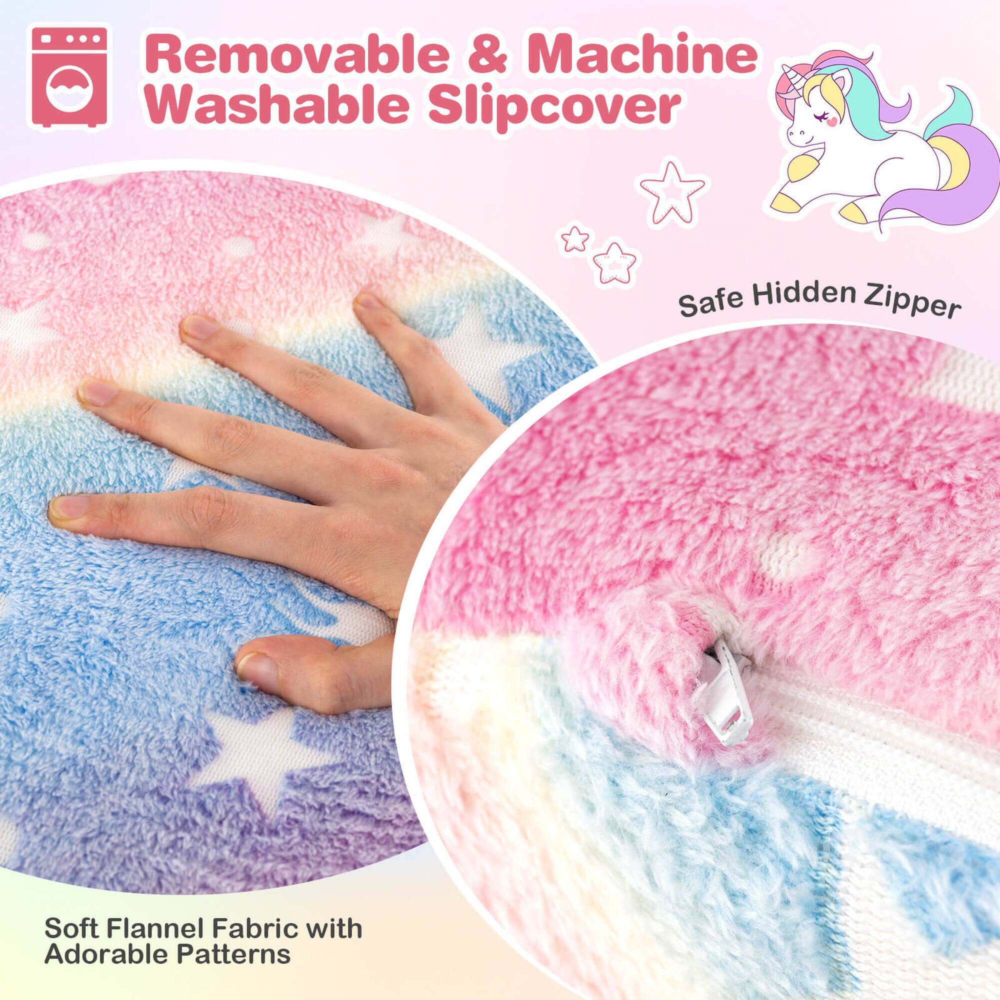 Removable & Machine Washable Slipcover

Safe Hidden Zipper

Soft Flannel Fabric with Adorable Patterns