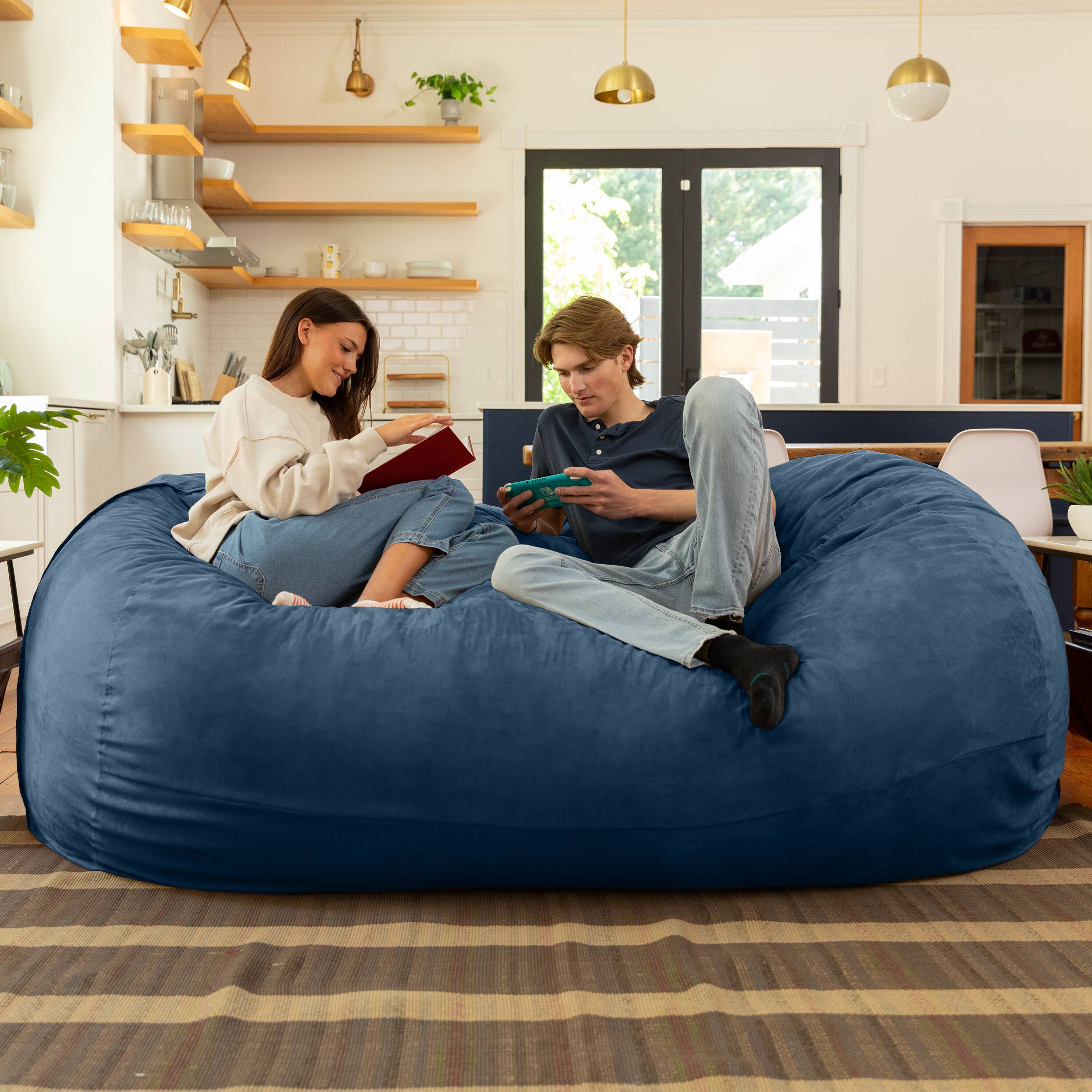 Alt View 1. Jaxx - Jaxx 7 Foot Giant Bean Bag Sofa, Navy - Navy.
