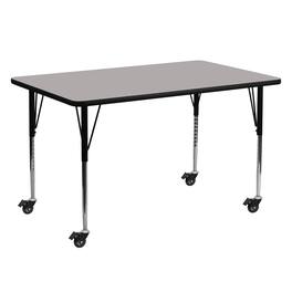 Emma + Oliver - Mobile 24x60 Rectangle HP Laminate Adjustable Activity Table - Gray