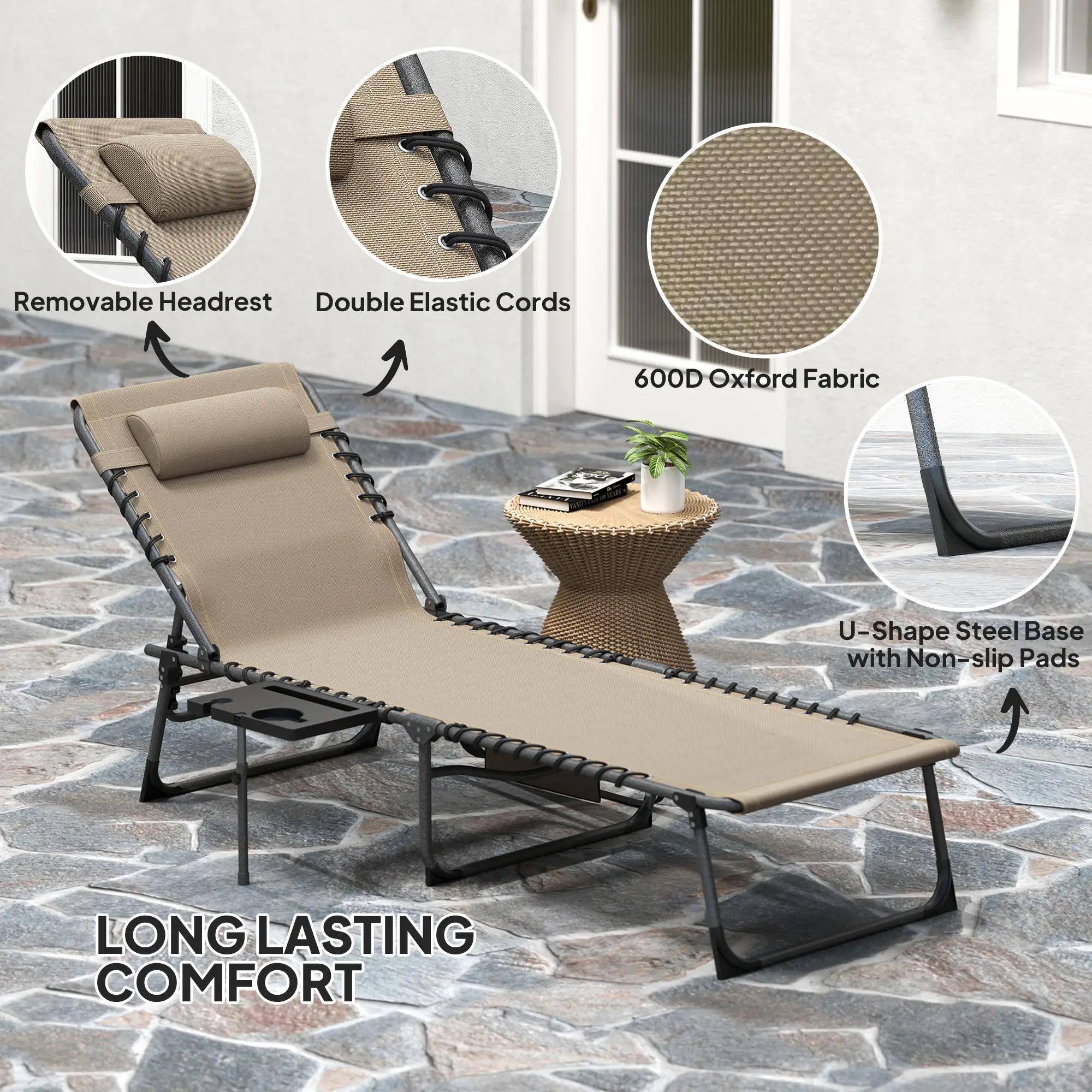 Removable Headrest, Double Elastic Cords, 600D Oxford Fabric, U-Shape Steel Base with Non-slip Pads, Long Lasting Comfort
