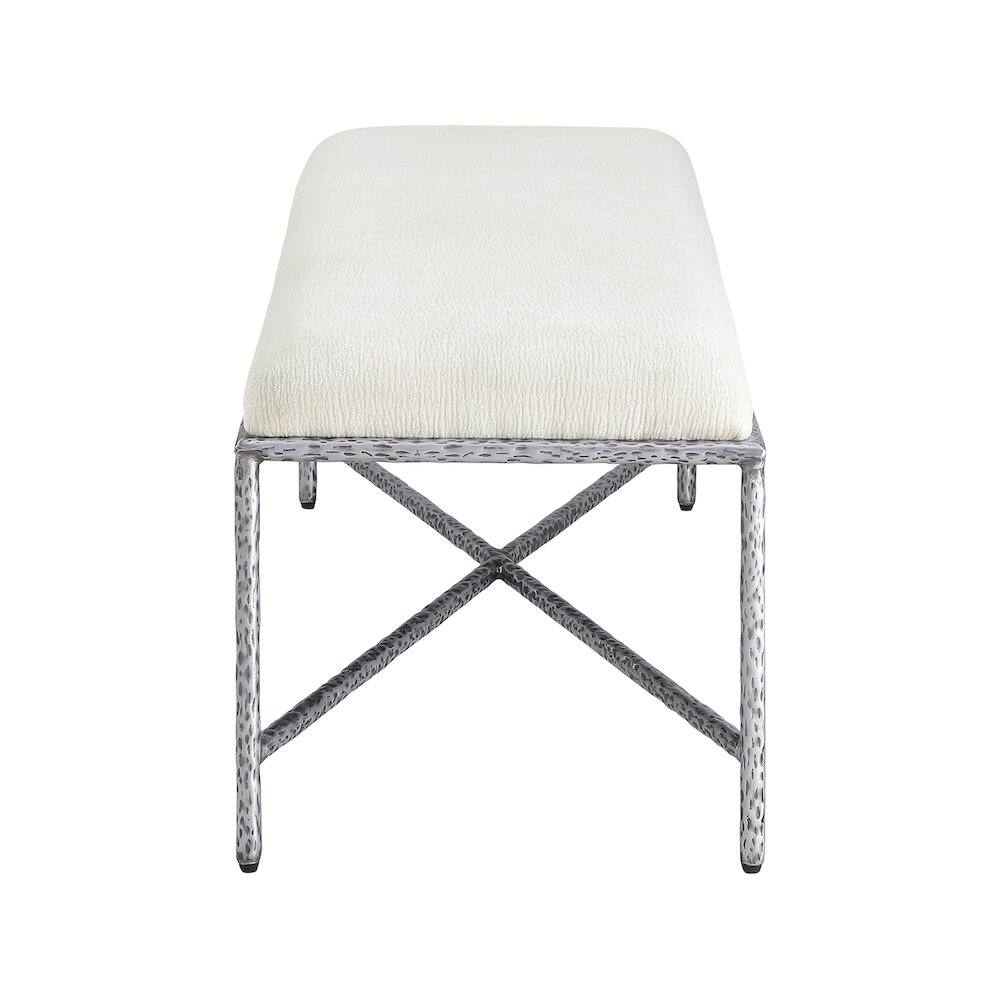 Alt View 3. Meridian Furniture - Valley Cream Chenille Fabric Bench - Beige.