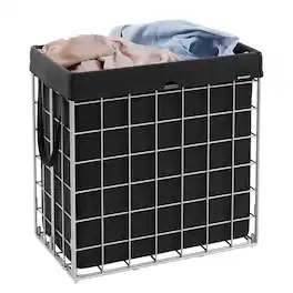 Songmics Home - Laundry Hamper, 29 Gal. (110L) Laundry Basket, Collapsible Clothes Hamper, Removable and Washable Liner - Black