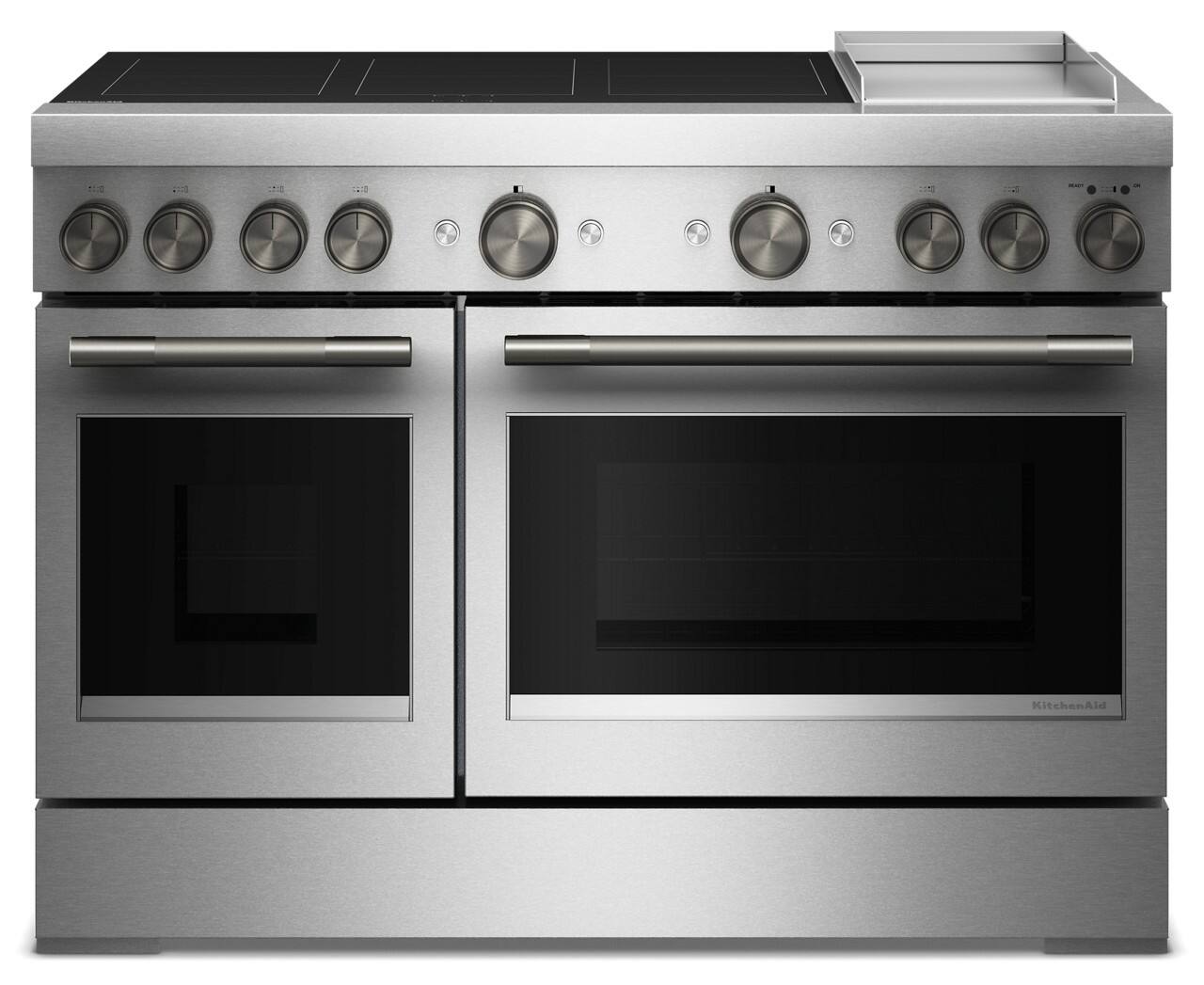 Alt View 18. KitchenAid - 48 in. Wide 6-Element 6.3 cu. ft. Freestanding Double Oven Electric Induction Commercial-Style Range with Griddle - Stainless Steel.