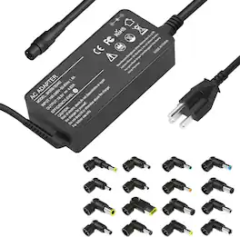 Core Tech - 90W Universal AC Laptop Charger with 16 DC Connector Tips for HP Dell Lenovo Acer Asus Toshiba and More - Black