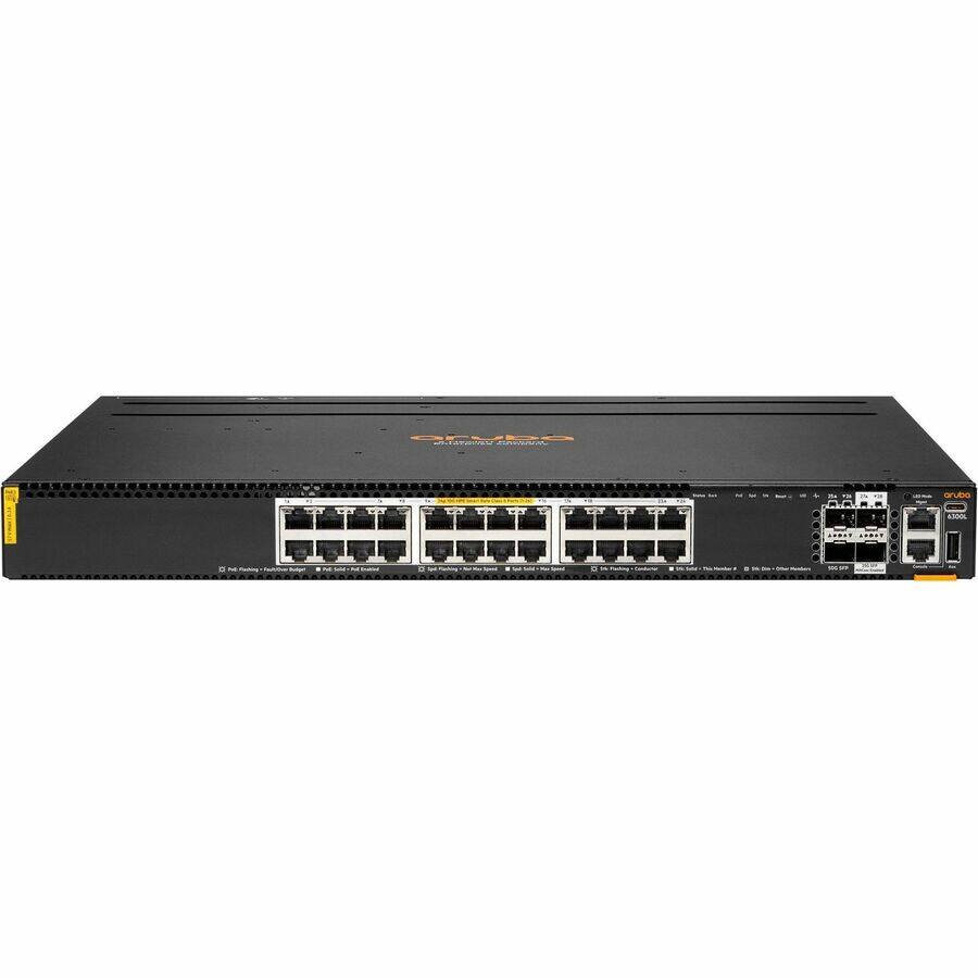 Alt View 1. HP - Aruba 6300L 24p Smart Rate 1G/2.5G/5G/10G CL6 2p SFP56 50G 2p SFP28 25G L2 Switch - 24 Ports - Manageable - Gigabit - Black.