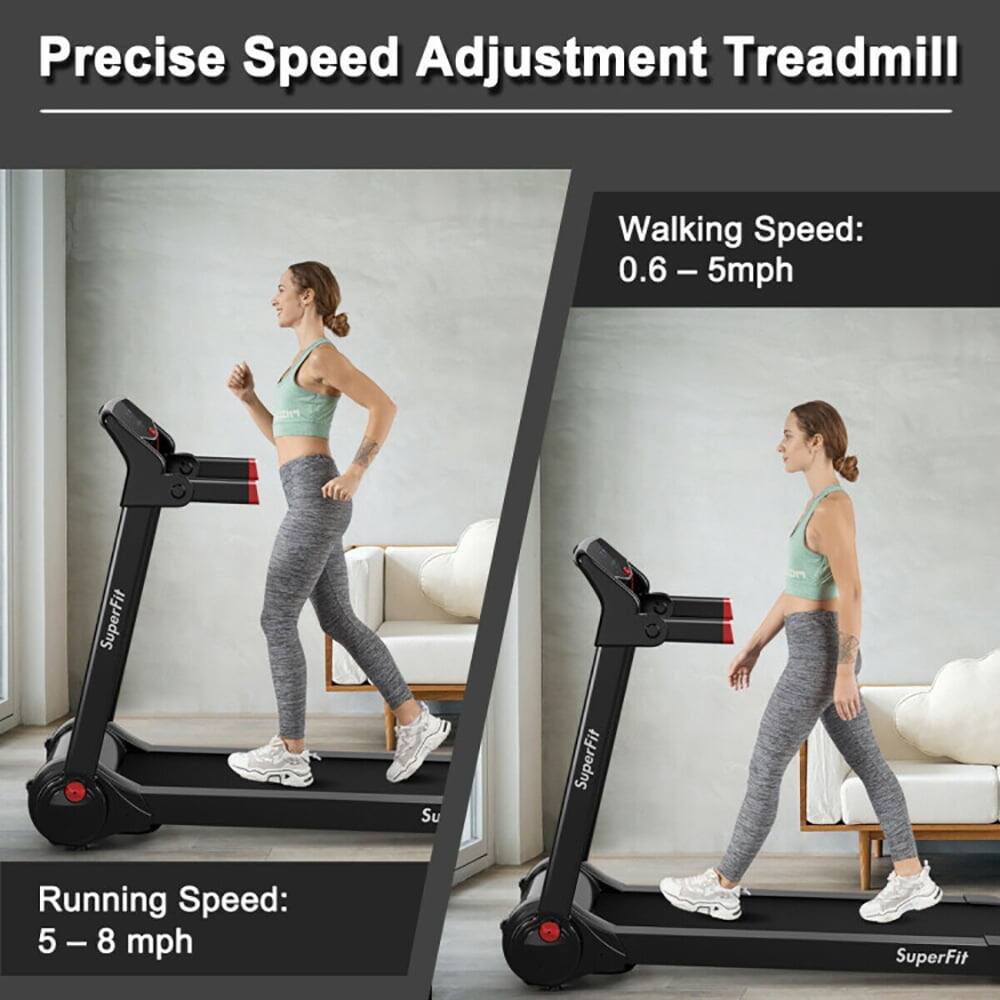 Precise Speed Adjustment Treadmill

Walking Speed: 0.6 - 5 mph

Running Speed: 5 - 8 mph