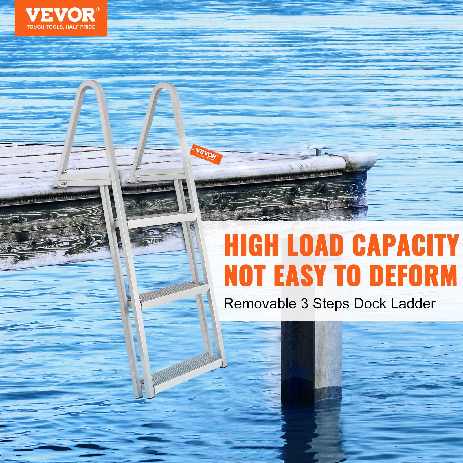 VEVOR TOUGH TOOLS, HALF PRICE

HIGH LOAD CAPACITY NOT EASY TO DEFORM

Removable 3 Steps Dock Ladder