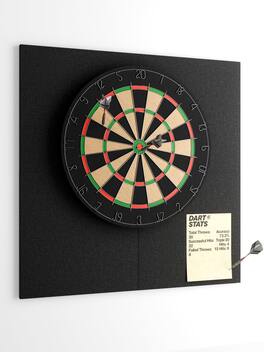 Skar Audio - Felt Dart Board Wall Protector Foldable Backboard For Standard With Adhesive Pads And Dartboard Accessories - Black Square