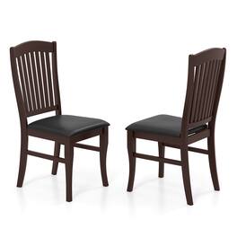 Gymax - Modern Dining Chairs Set of 2 Armless Kitchen Chairs w/Upholstered Seat - Dark Brown