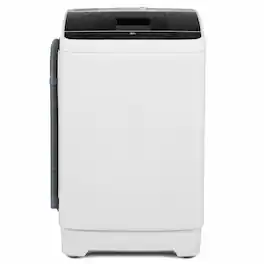 Costway - 7.7 lbs Full Automatic Washing Machine with 8 Preset Programs, 6 Water Levels - Gray
