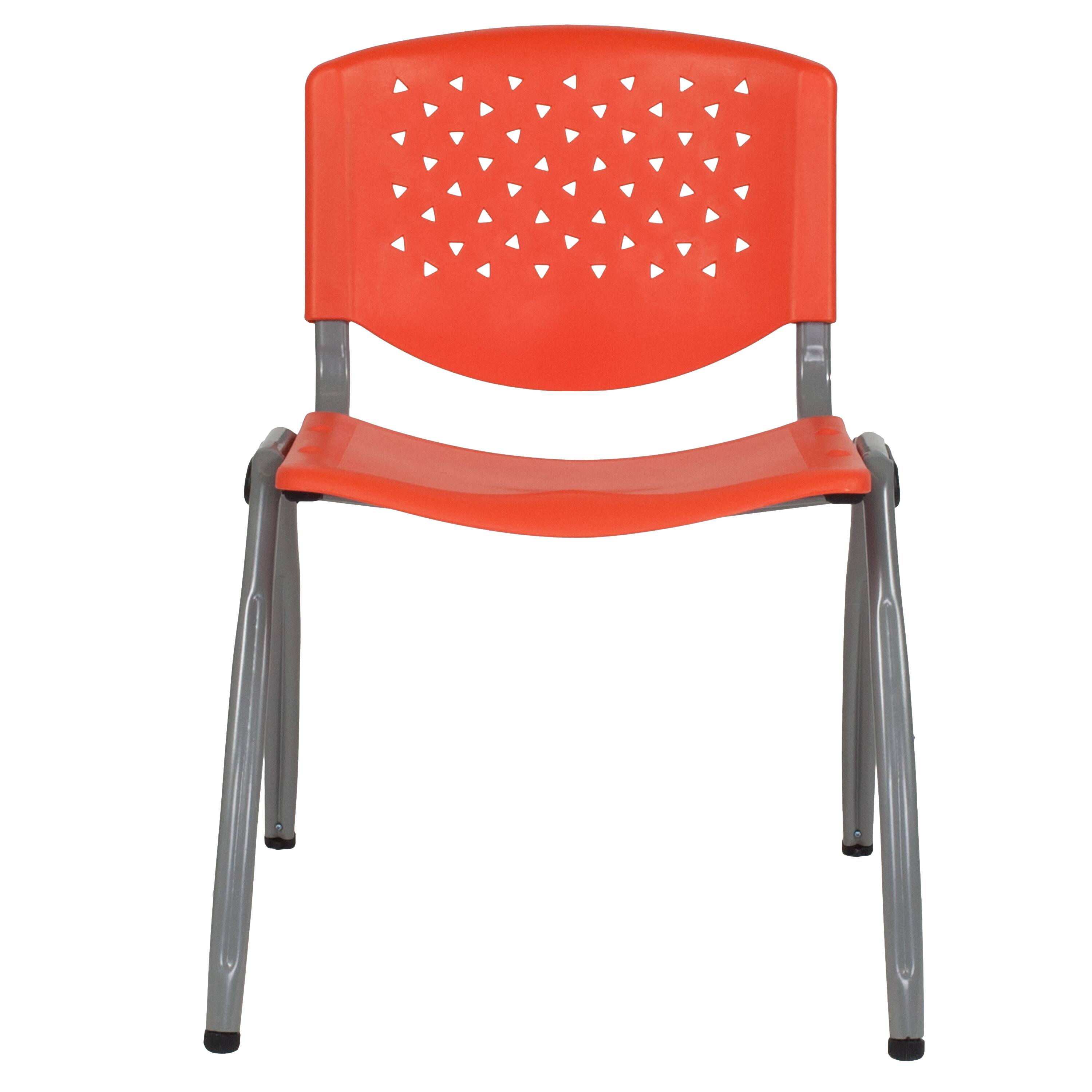 Alt View 7. Emma + Oliver - Home and Office Plastic Stack Chair with Perforated Back - Guest Chair - Orange.