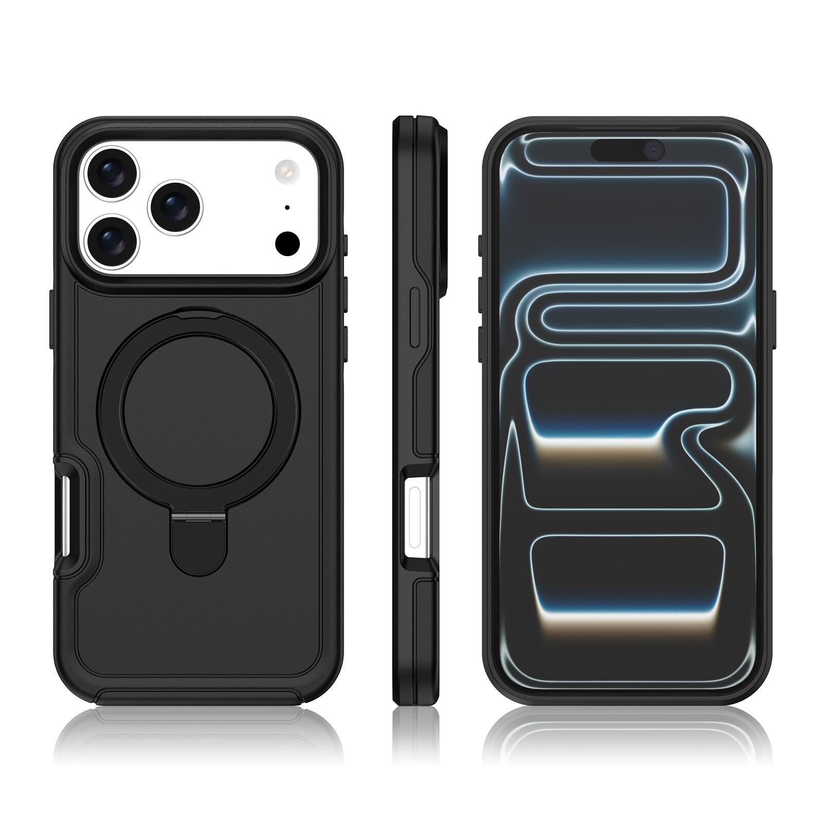 Alt View 1. Dteck - for Apple iPhone 17 Pro Max Heavy Duty Shockproof Case,Dual Layer Rugged Protective Phone Case with Hidden Kickstand - Jadegreen.