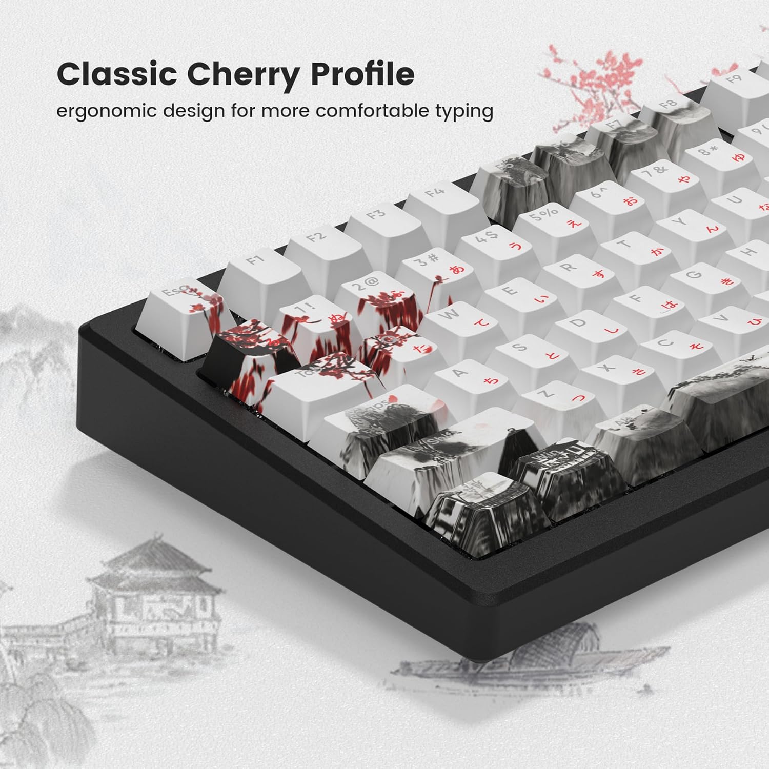 Classic Cherry Profile  
ergonomic design for more comfortable typing