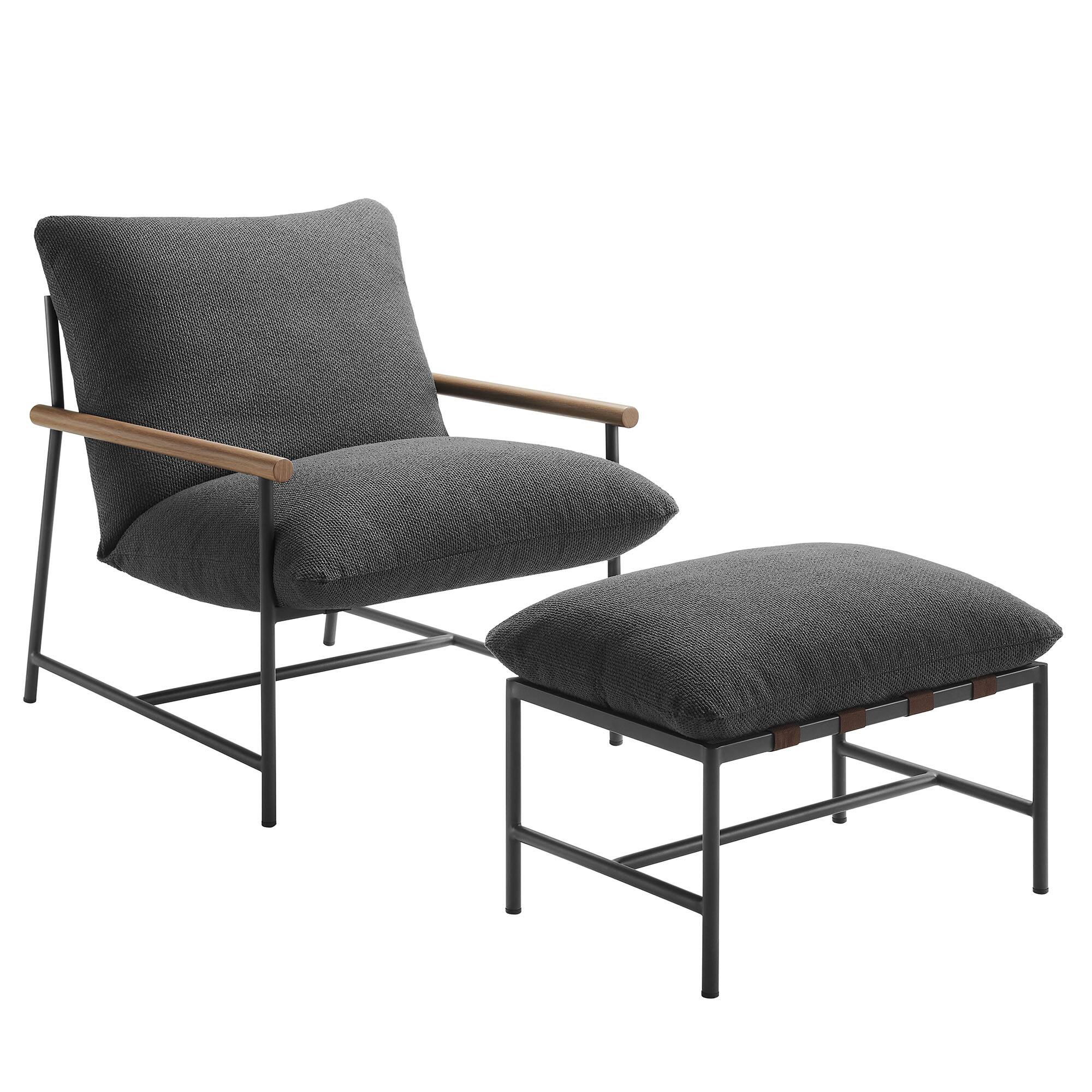 Left. Modway - Raya Outdoor Patio Boucle Lounge Chair and Ottoman by Modway - Charcoal.