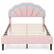 Front. Costway - Full Size Upholstered LED Bed Frame Soft Velvet Platform Bed with Flower Headboard - Pink.