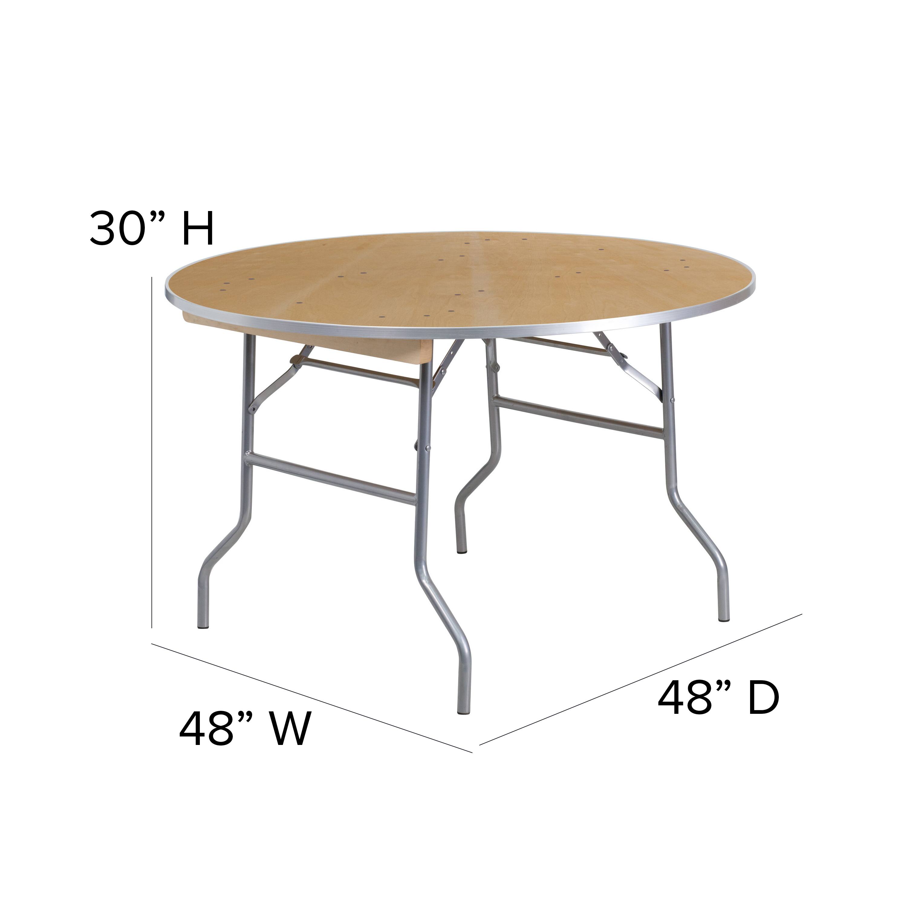 Alt View 15. Alamont Home - 4-Foot Round HEAVY DUTY Birchwood Folding Banquet Table with METAL Edges - Natural.