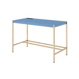 Manhattan Lane - Writing Desk with USB Dock and Metal Legs, Blue and Rose Gold - Blue and Gold