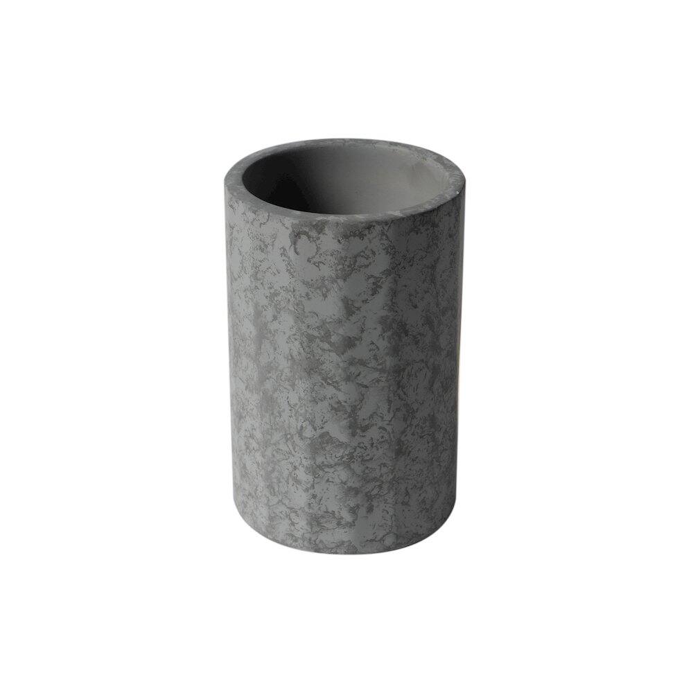 Back. Alfi - 5 Piece Solid Concrete Gray Matte Bathroom Accessory Set - Gray.