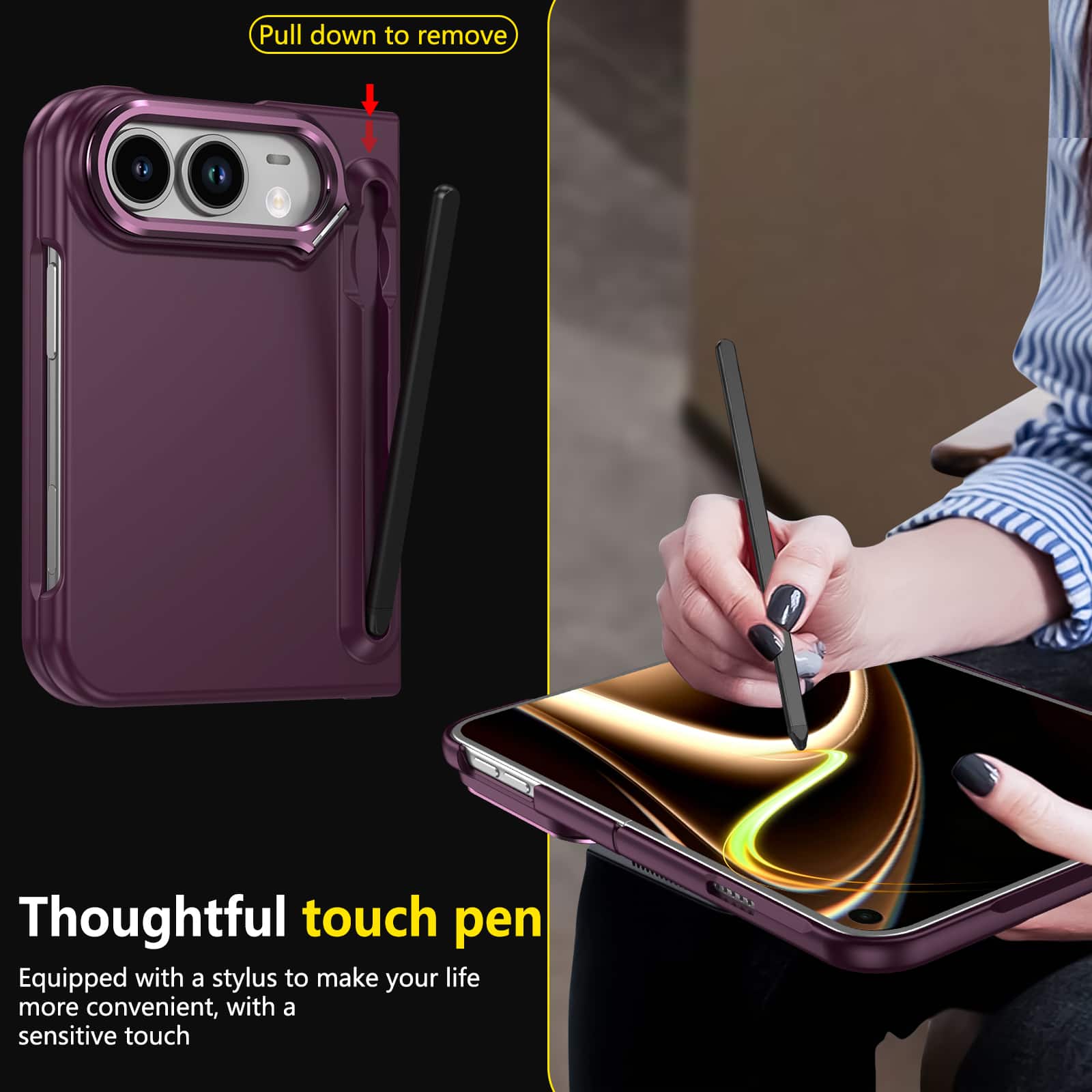 Pull down to remove

Thoughtful touch pen
Equipped with a stylus to make your life more convenient, with a sensitive touch