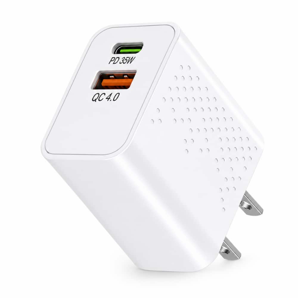 Qixxronics - 35W USB-C USB Wall Charger Adapter for Samsung Galaxy S23/S22/S22 Ultra/S21/S20/S10/S9/S8/S7 Edge/Note 10 9 8 - White