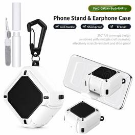 UUCOVER - For Samsung Galaxy Buds 4 / Galaxy Buds 4 Pro Protective Case with Secure Lock, Phone Stand, Carabiner and Cleaning Pen - White